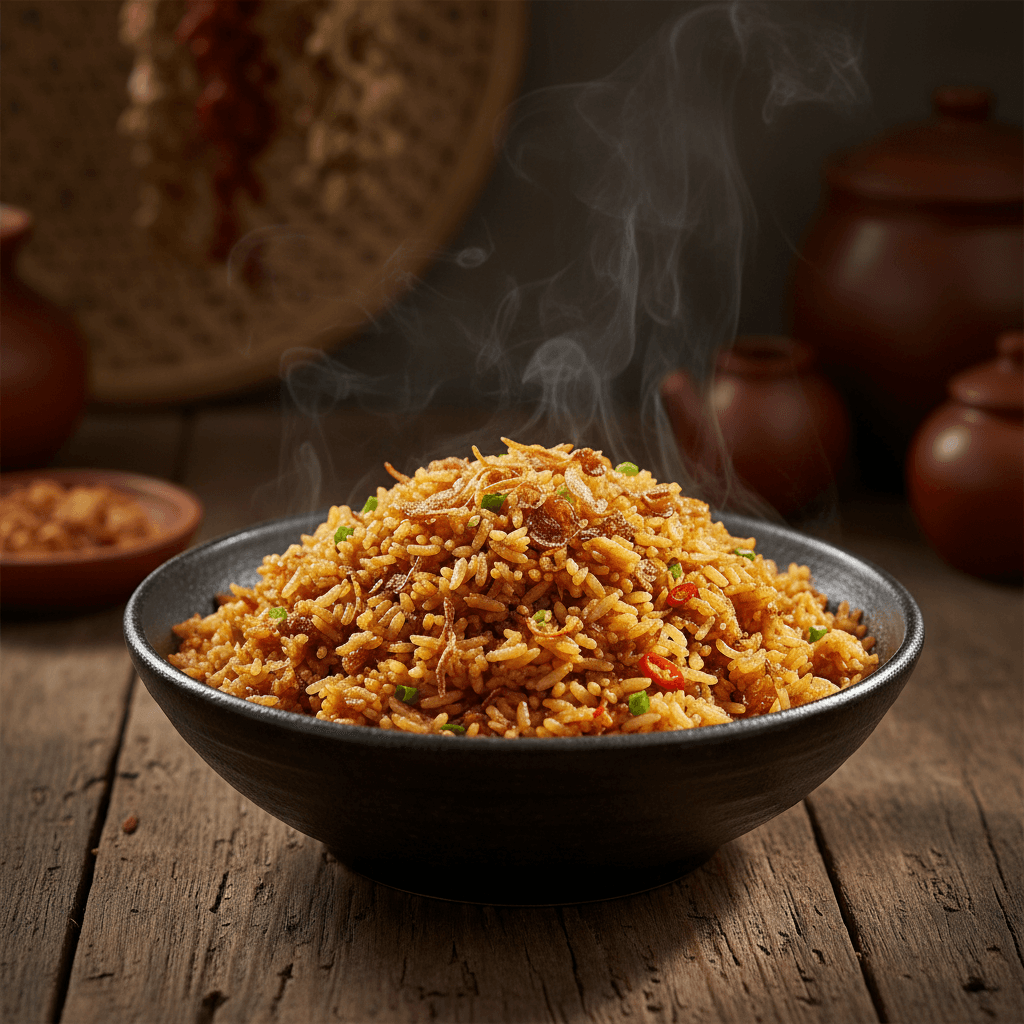 Traditional nasi goreng kebuli with authentic Indonesian spices