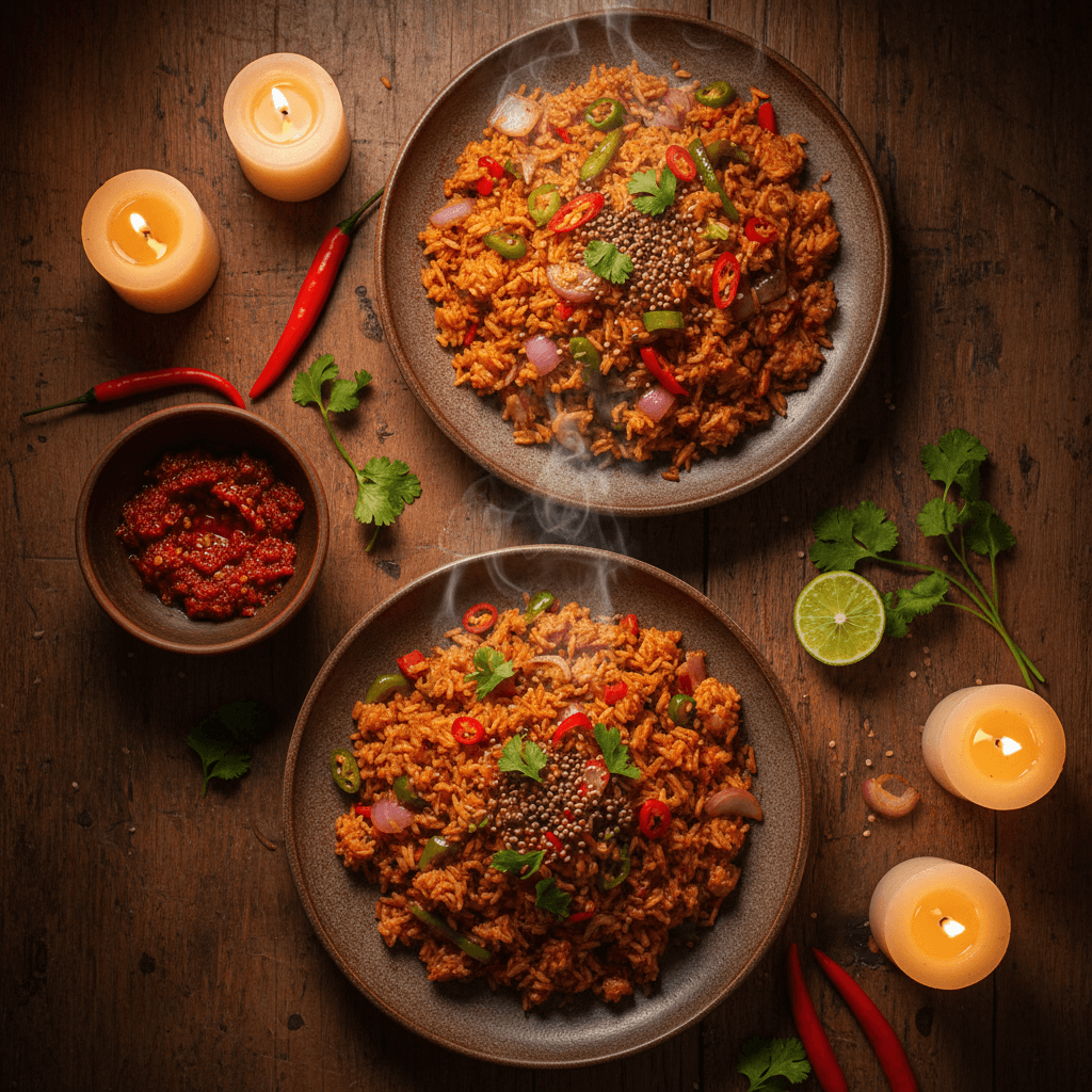 Two servings of nasi goreng kebuli