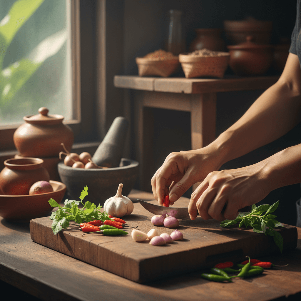 Fresh ingredients prepared daily for nasi goreng